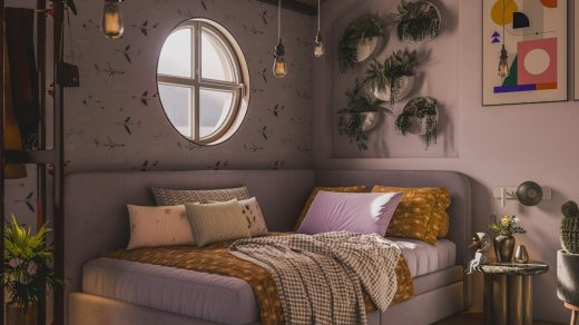 Photo mushroom pendant light cozy bedroom